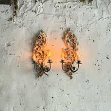Load image into Gallery viewer, Pair Of Early 19th Century Italian Wooden Candle Appliqués