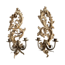 Load image into Gallery viewer, Pair Of Early 19th Century Italian Wooden Candle Appliqués