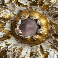 Load image into Gallery viewer, 19th Century French Carved Giltwood Rosette with Pink Glass Cabochons