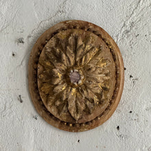 Load image into Gallery viewer, 19th Century French Carved Giltwood Rosette with Pink Glass Cabochons