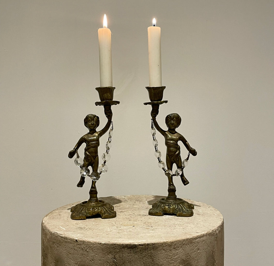 Pair Of Late 19th Century French Brass Candlesticks