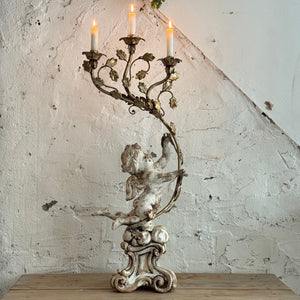 Early 19th Century Italian Wooden Putti Candelabra