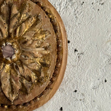 Load image into Gallery viewer, 19th Century French Carved Giltwood Rosette with Pink Glass Cabochons