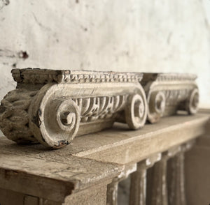 Pair Of 19th Century French Wooden Capital Fragments