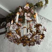 Load image into Gallery viewer, 19th Century Italian Gilt Metal Toleware Candle Chandelier