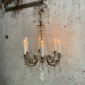 19th Century French 6-Arm Candle Chandelier