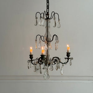 Late 19th Century French 3-Arm Candle Chandelier