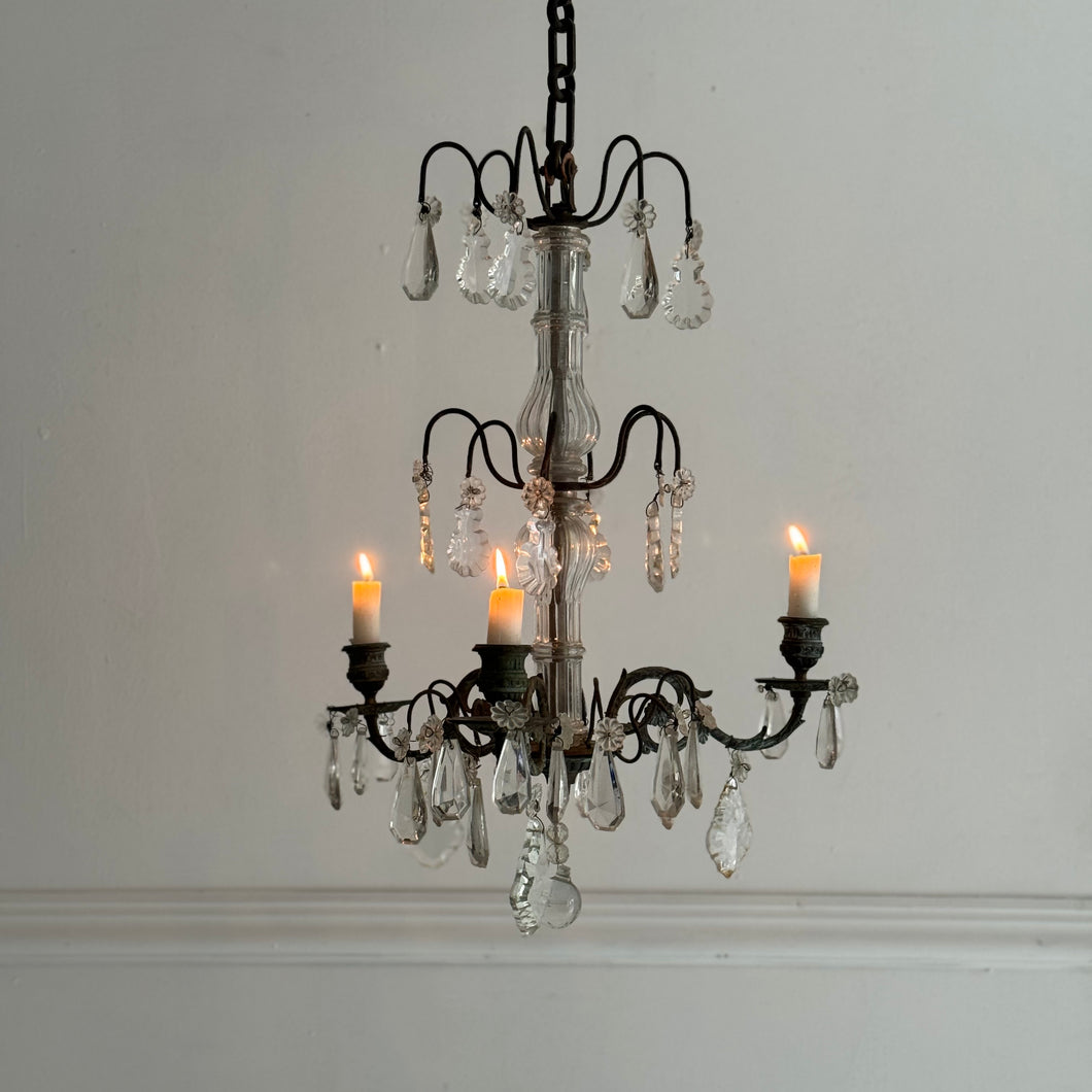 Late 19th Century French 3-Arm Candle Chandelier