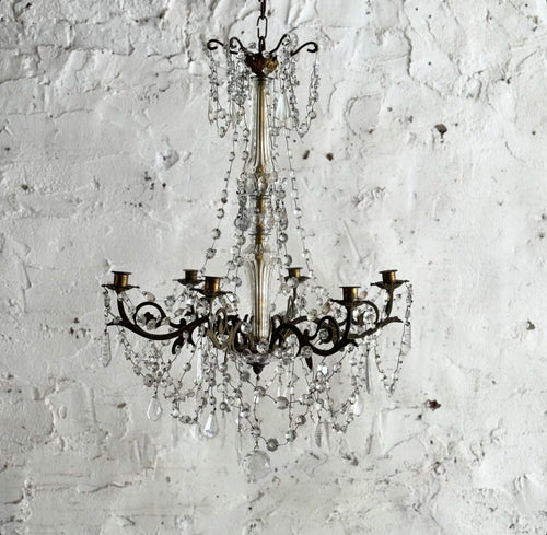 Early 19th Century French 6-Arm Candle Chandelier