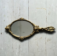 Load image into Gallery viewer, 20th Century French Brass Putti Hand Mirror