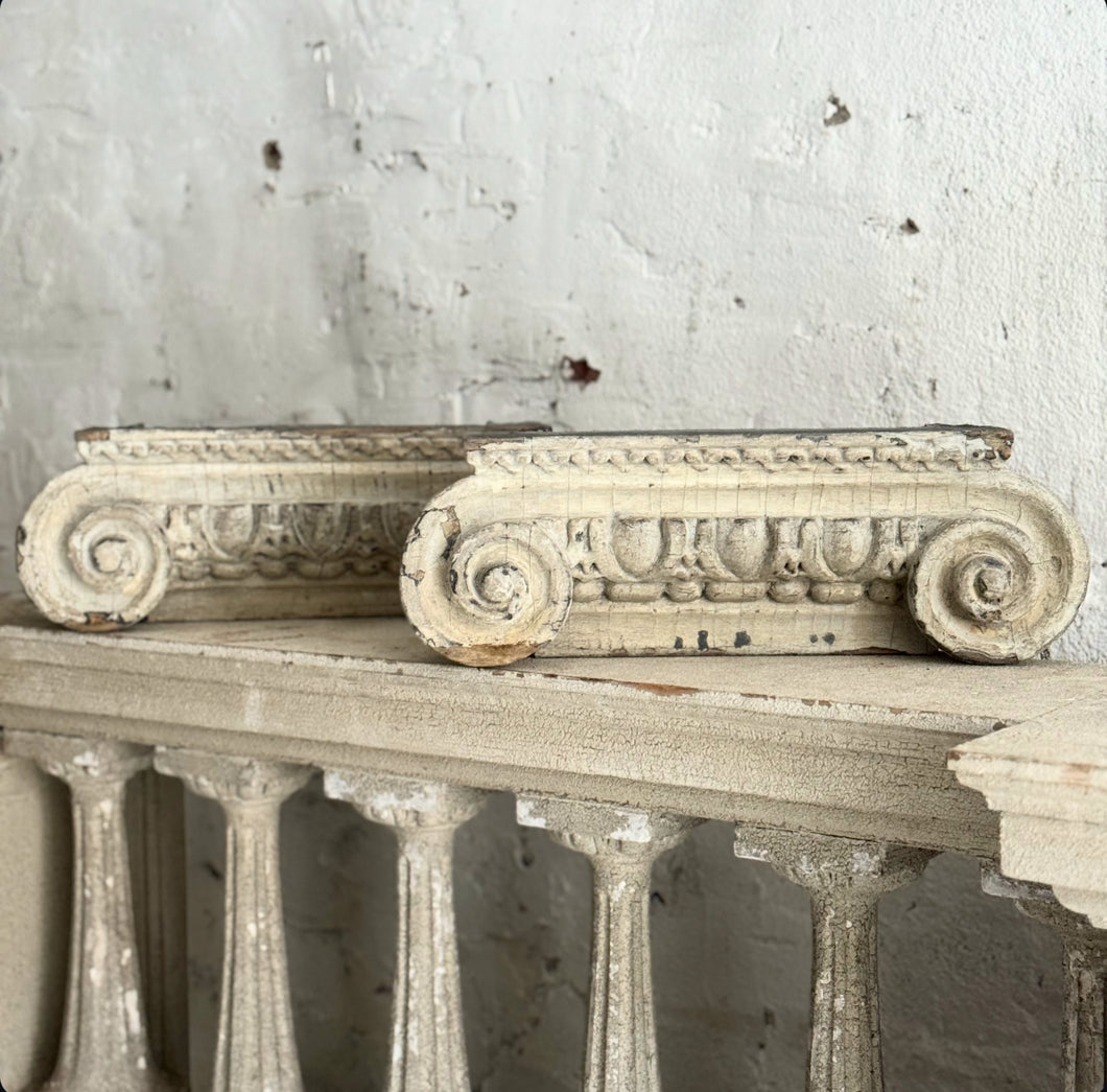 Pair Of 19th Century French Wooden Capital Fragments