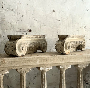 Pair Of 19th Century French Wooden Capital Fragments