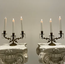 Load image into Gallery viewer, Pair Of Late 19th Century French Brass Candelabra