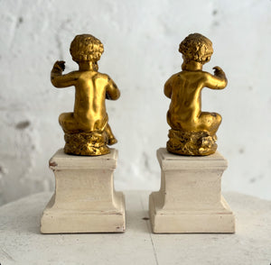 Pair Of Late 19th Century Italian Brass Putti
