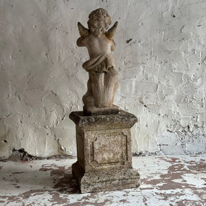 Late 19th Century French Putti Statue On Plinth