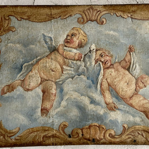 18th Century Italian Putti Oil On Canvas