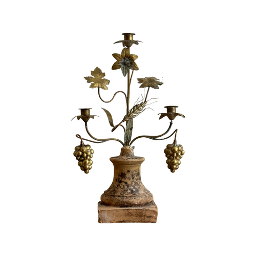 Early 19th Century French Terracotta/Brass Candelabra