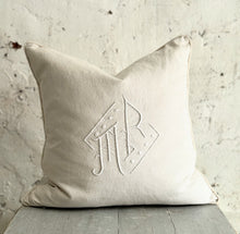 Load image into Gallery viewer, French Linen Monogrammed Cushion