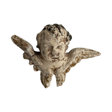 Load image into Gallery viewer, 19th Century French Carved Polychrome Cherub Wall Fragment