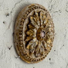 Load image into Gallery viewer, 19th Century French Carved Giltwood Rosette with Pink Glass Cabochons