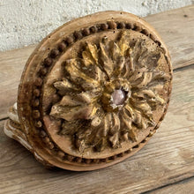 Load image into Gallery viewer, 19th Century French Carved Giltwood Rosette with Pink Glass Cabochons