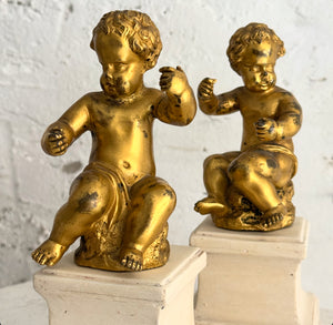 Pair Of Late 19th Century Italian Brass Putti