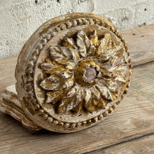 Load image into Gallery viewer, 19th Century French Carved Giltwood Rosette with Pink Glass Cabochons
