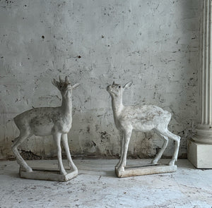 Pair Of 20th Century French Stone Deer Garden Statues