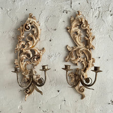 Load image into Gallery viewer, Pair Of Early 19th Century Italian Wooden Candle Appliqués