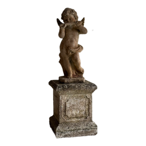 Late 19th Century French Putti Statue On Plinth