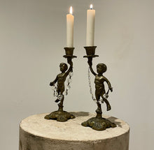 Load image into Gallery viewer, Pair Of Late 19th Century French Brass Candlesticks