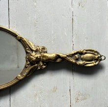 Load image into Gallery viewer, 20th Century French Brass Putti Hand Mirror