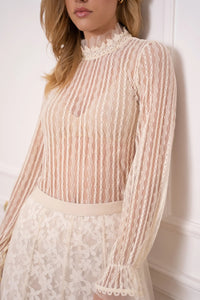 Ariane Lace Turtle Collar Blouse (Ecru)