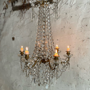 19th Century French 6-Arm Candle Chandelier