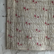 Load image into Gallery viewer, 19th Century French Hand-Quilted Rose Sprig Quilt / Boutis