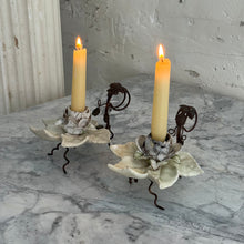 Load image into Gallery viewer, Pair Of Mid Century Italian Tole Floral Candle Holders