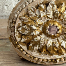 Load image into Gallery viewer, 19th Century French Carved Giltwood Rosette with Pink Glass Cabochons