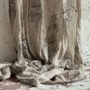 French Style Floral Tab Top Curtain Panel