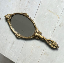 Load image into Gallery viewer, 20th Century French Brass Putti Hand Mirror