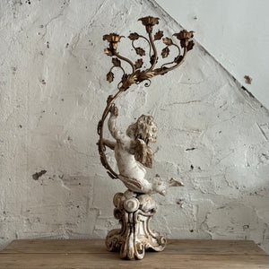 Early 19th Century Italian Wooden Putti Candelabra
