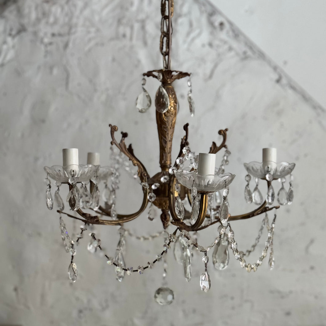 Late 19th century French 5-arm electric chandelier