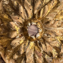 Load image into Gallery viewer, 19th Century French Carved Giltwood Rosette with Pink Glass Cabochons