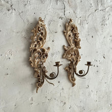 Load image into Gallery viewer, Pair Of Early 19th Century Italian Wooden Candle Appliqués