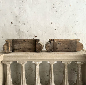 Pair Of 19th Century French Wooden Capital Fragments