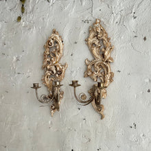 Load image into Gallery viewer, Pair Of Early 19th Century Italian Wooden Candle Appliqués
