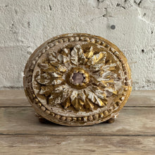 Load image into Gallery viewer, 19th Century French Carved Giltwood Rosette with Pink Glass Cabochons
