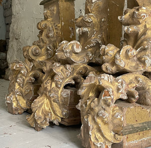 Set Of 3 Early 19th Century Italian Gilt Corbels