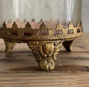 19th Century French Glass/Brass Trinket Box