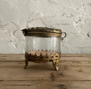 19th Century French Glass/Brass Trinket Box