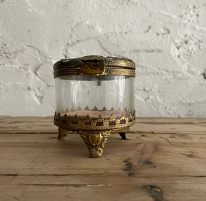 19th Century French Glass/Brass Trinket Box